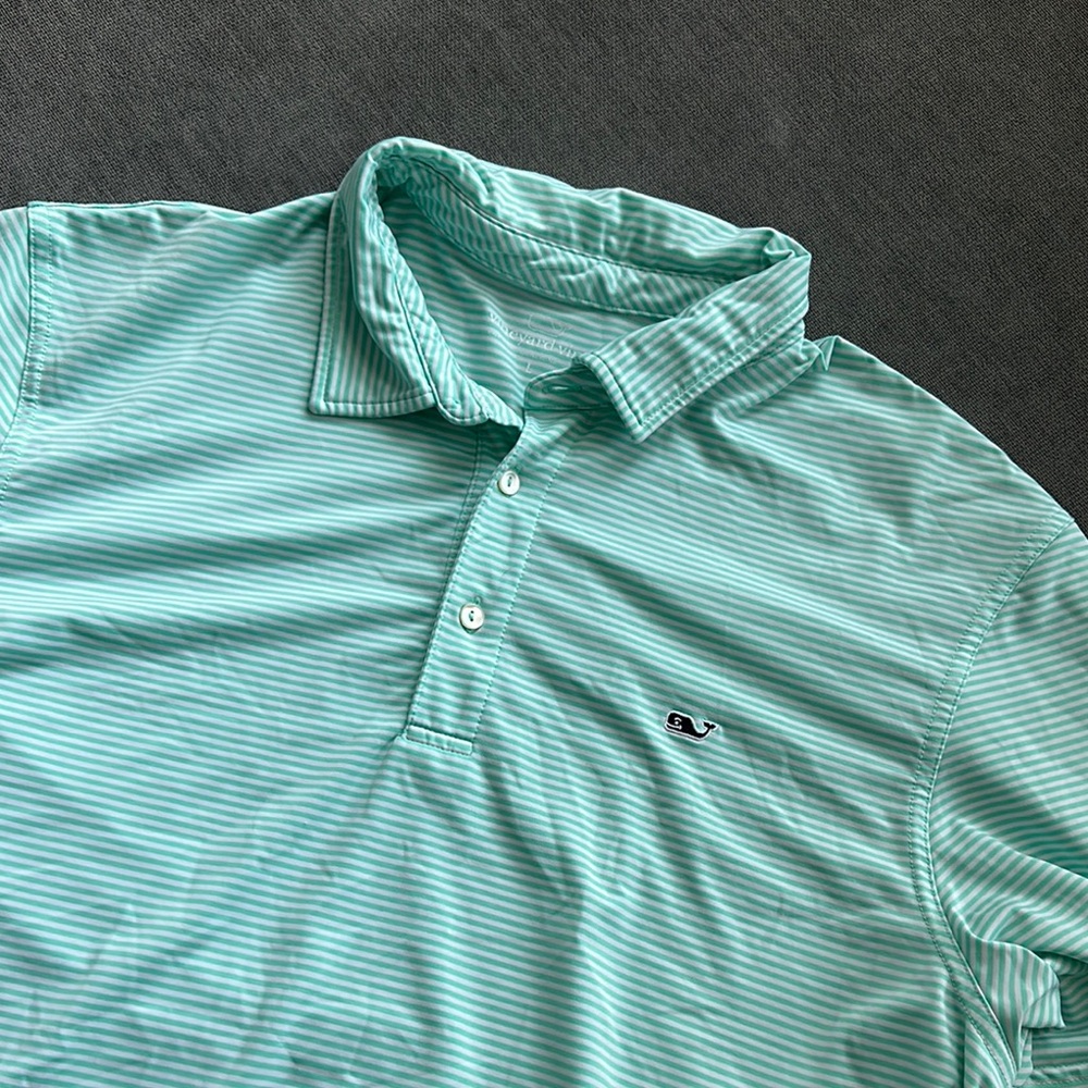 Vineyard Vines green white polo